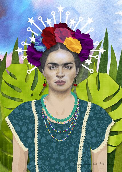 Frida halo, técnica mixta