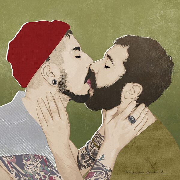 Beso 1, técnica mixta