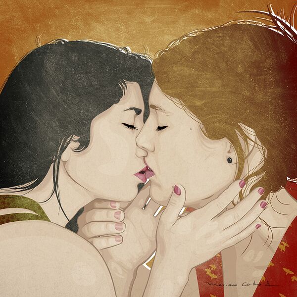 Beso 3, técnica mixta